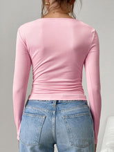 Devine Square Neck Half Snap Long Sleeve T-Shirt OutfitFlow